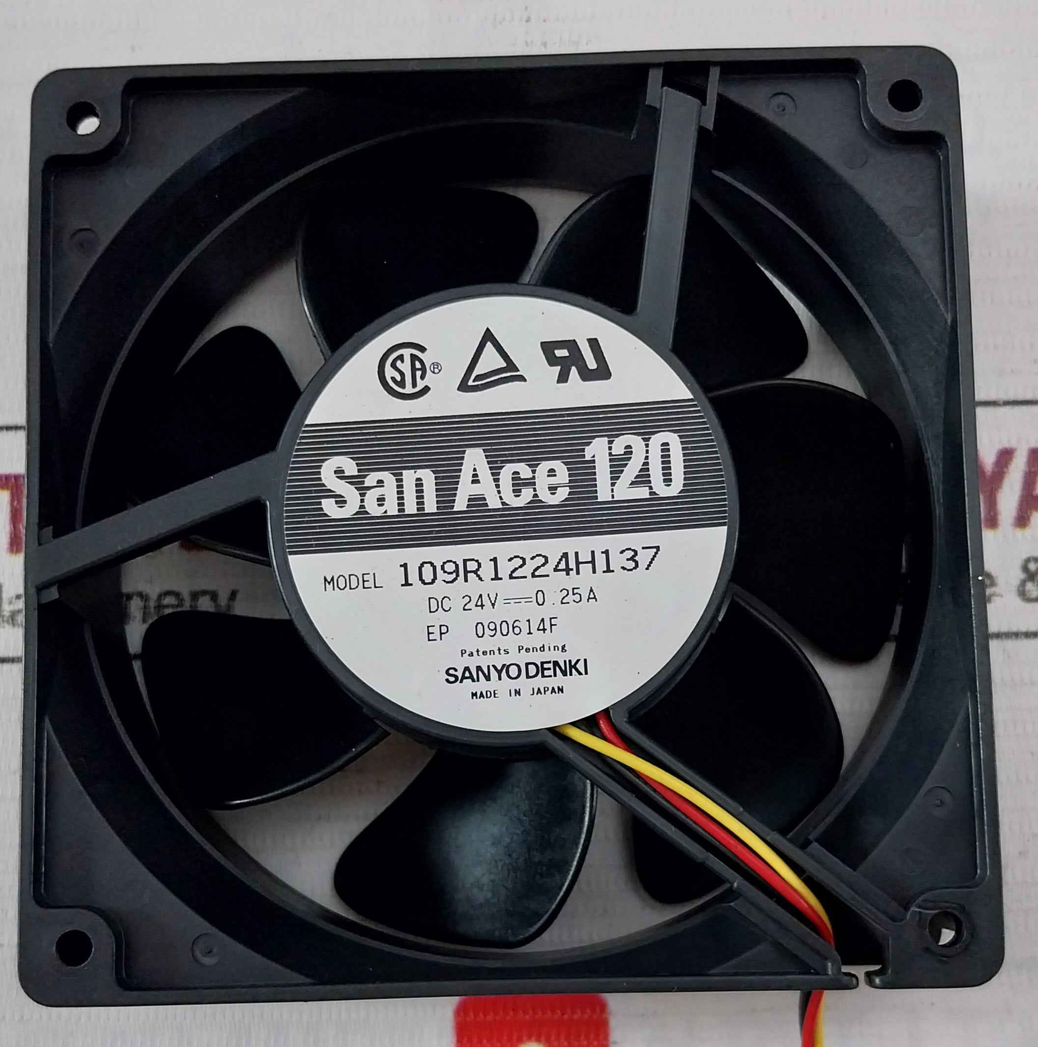 Sanyo Denki 109R1224H137 Axial Fan Assembly Panel 80363001-001 Dc24V 0.25A Rev:C