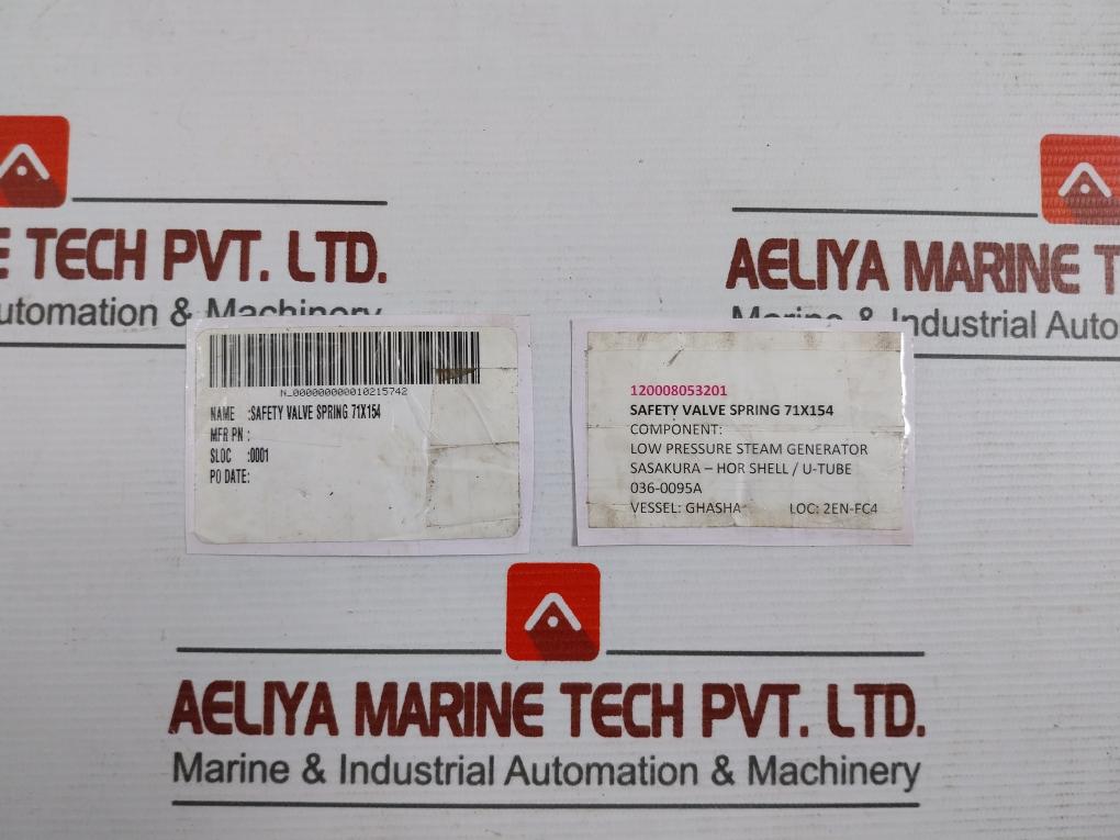 Sasakura 036-0095A Spring And Seat For Safety Valve 71X154