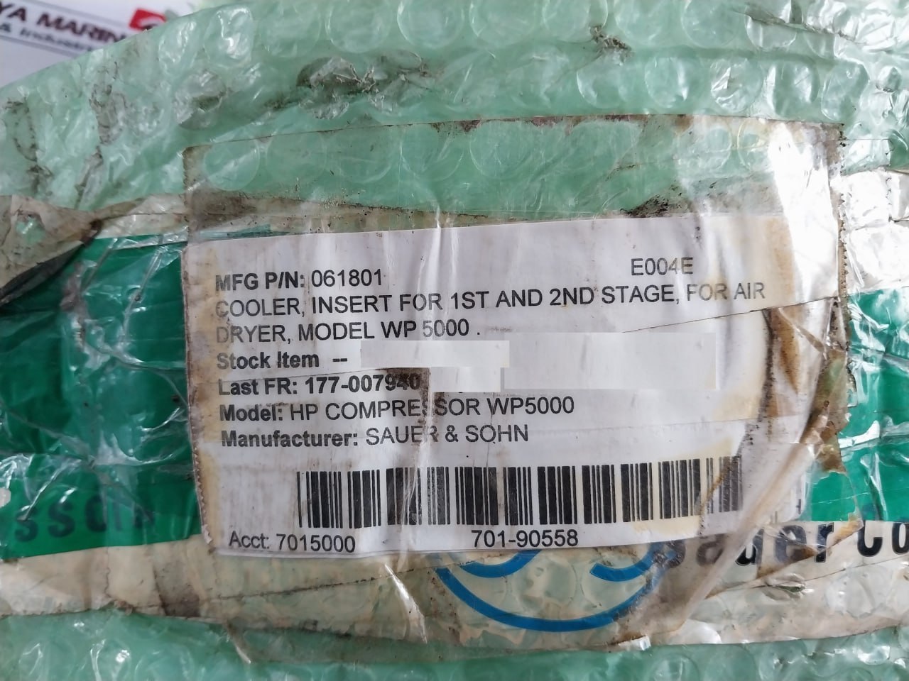 Sauer & Sohn 061801 Cooler Insert For Wp5000 Compressor