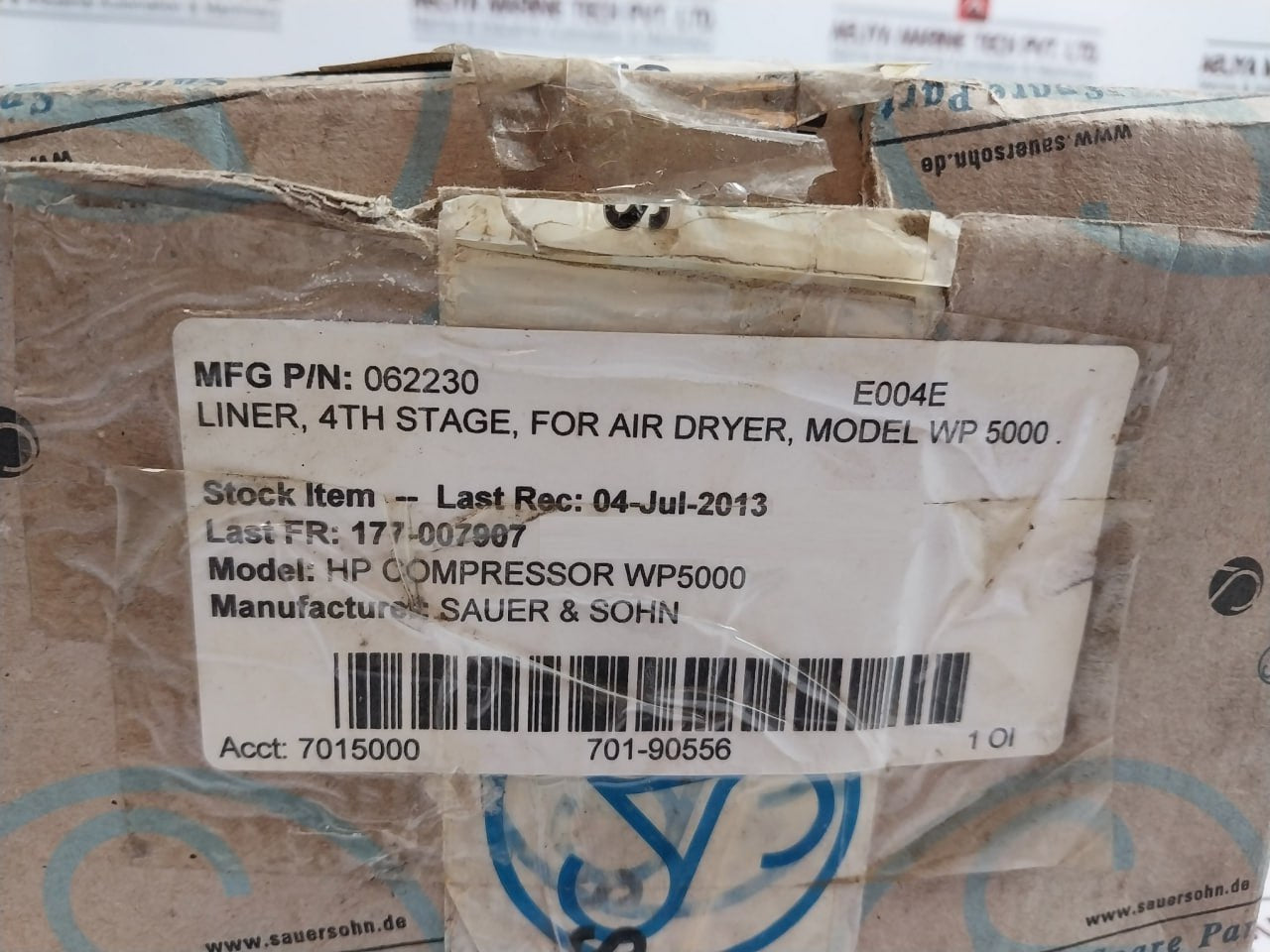 Sauer & Sohn 062230 Liner 4th Stage for WP5000 Air Dryer