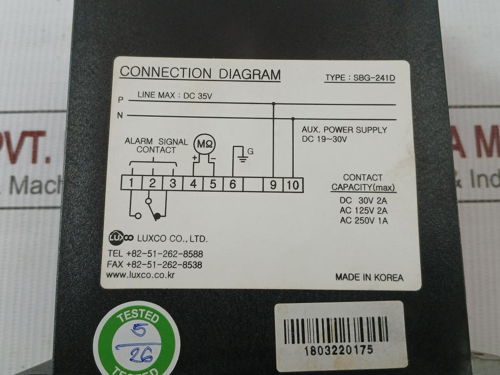 Sbg-241D Luxco Dc 35V Grounding Resistance Monitor