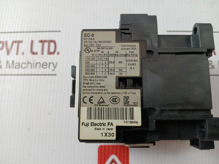Sc13Aa Sc-0 Magnetic Contactor 50/60 Hz 200V Ac Fuji Electric
