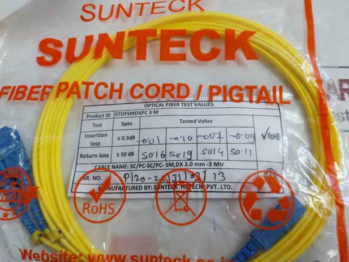 Sc Pc Sc Pc Single Mode Fiber Patch Cord Set Stofsmdxpc 3M Duplex 9/125 Sunteck