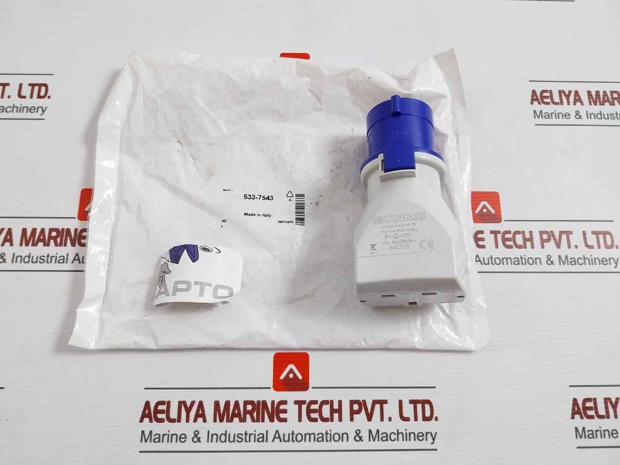 Scame 610.375 Industrial Power Connector Adapter Plug, Socket 13A-6H/250V