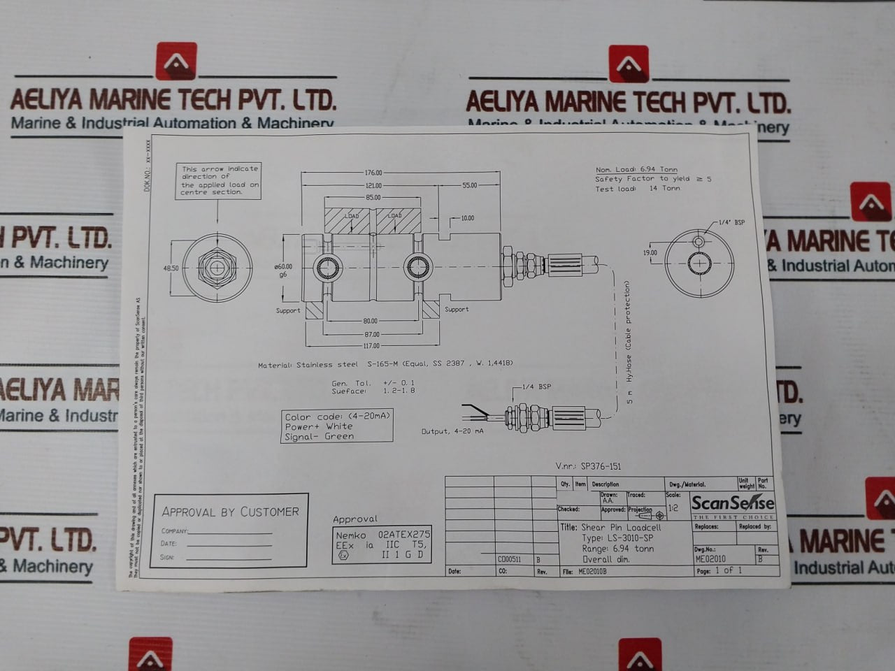 Scansense Ls-3010-sp Shear Pin Loadcell