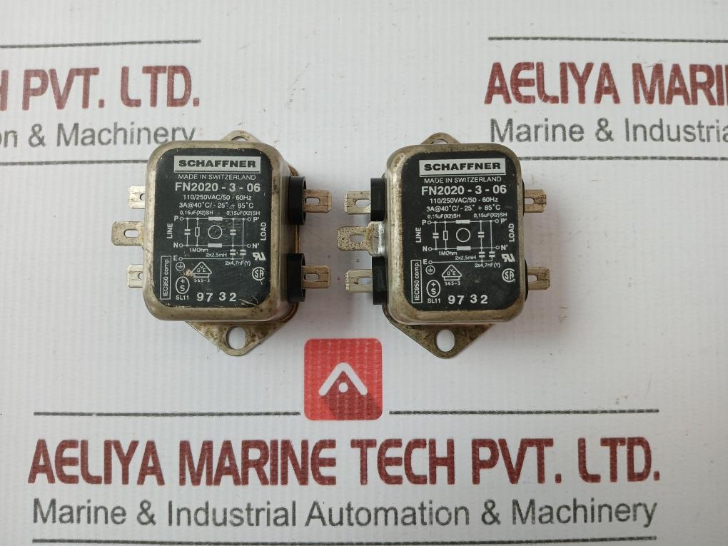 Lot Of 2X Emi Rfi Power Line Filter 3A 250Vac Schaffner Fn2020-3-06