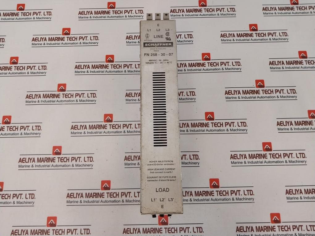 Schaffner Fn 258-30-07 Power Line Filter 480Vac/ 50-60Hz