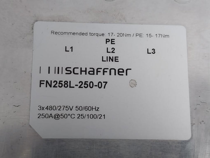 Schaffner Fn258L-250-07 Emc/Rfi Filter 600V 230A 4/0-2 Awg
