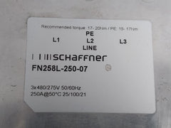 Schaffner Fn258L-250-07 Emc/Rfi Filter 600V 230A 4/0-2 Awg