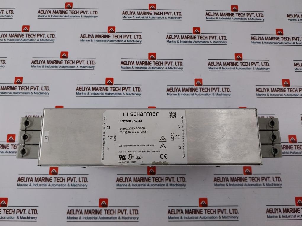 Schaffner Fn258L-75-34 Power Line Filter Stb 25, 600V
