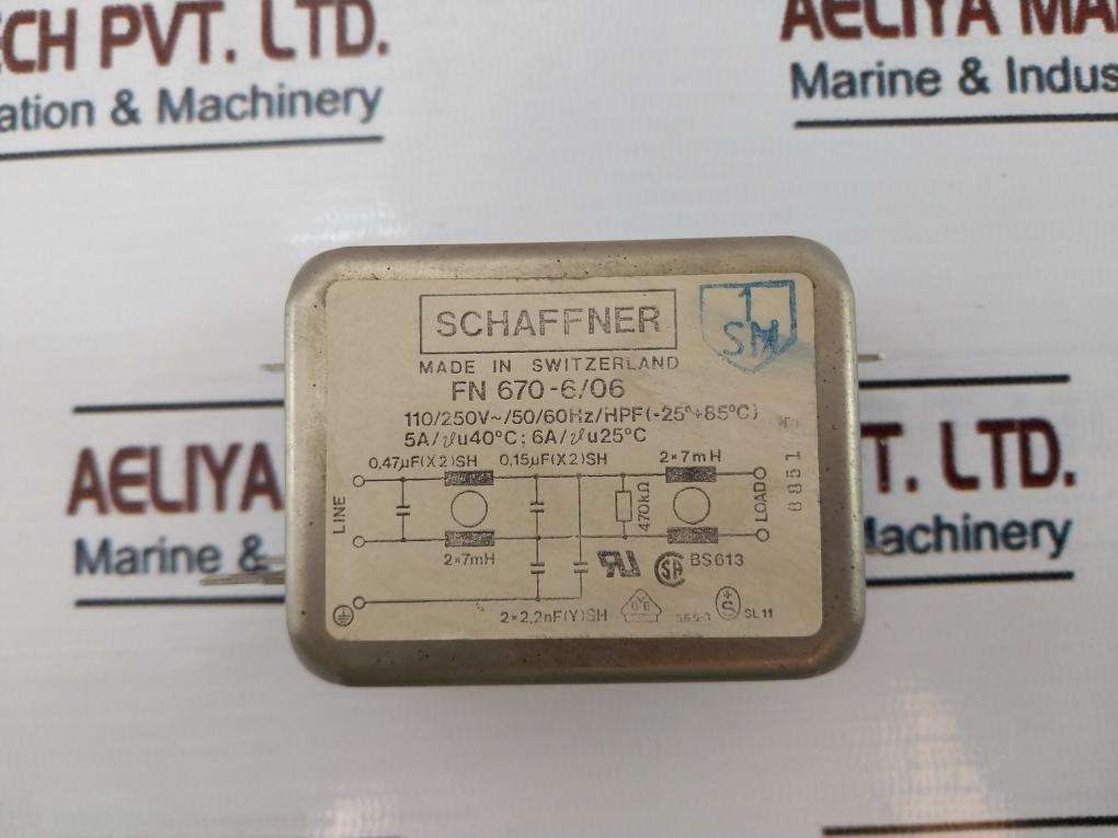 Schaffner Fn 670-6/06 Power Line Filter 8851