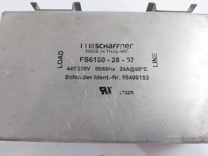 Schaffner Fs6160-28-07 Power Supply Filter 440/250V 50/60Hz 28A