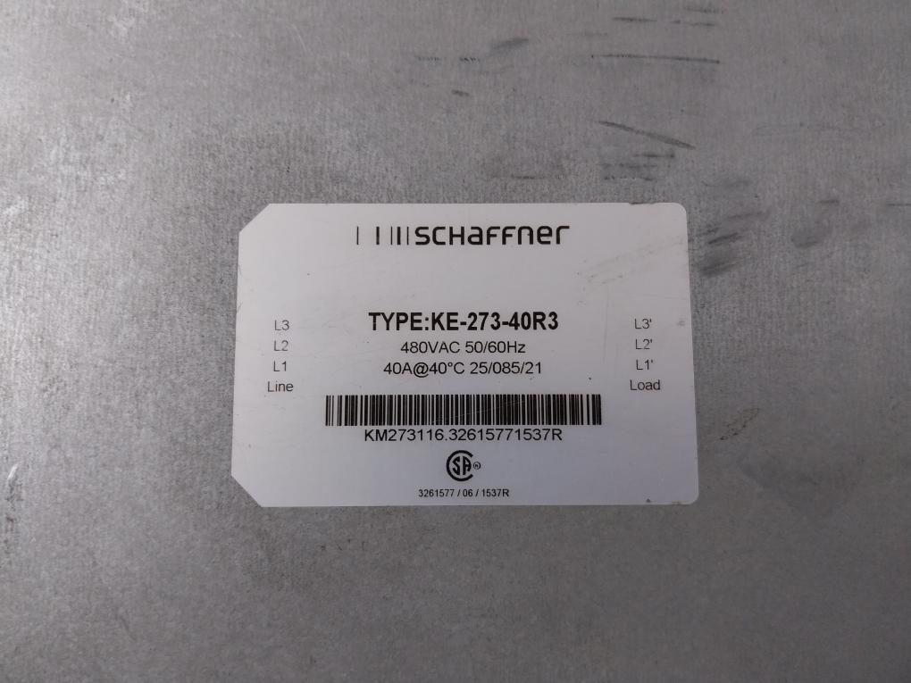 Schaffner Ke-273-40R3 Line Filter 480Vac 50/60Hz