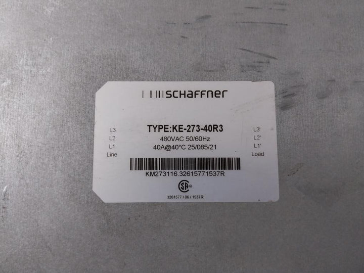 Schaffner Ke-273-40R3 Line Filter 480Vac 50/60Hz