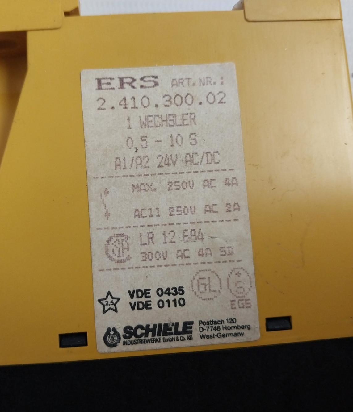Schiele Ers Time Delay Relay 250V Ac 2A