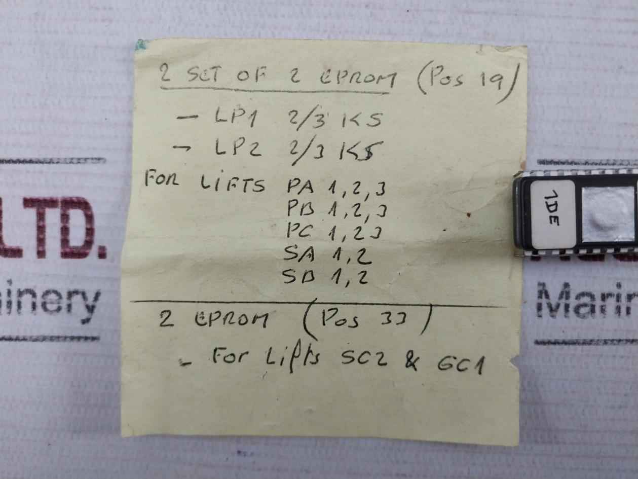 Schindler 310100-0020 Eprom(Erasable Programmable Read-only Memory)Set 1De/7De