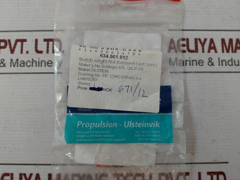 Schlegel Qxjt-ge Switch W/Light Atl 250V 6A 300Vac Vde Iec 60947-5-1