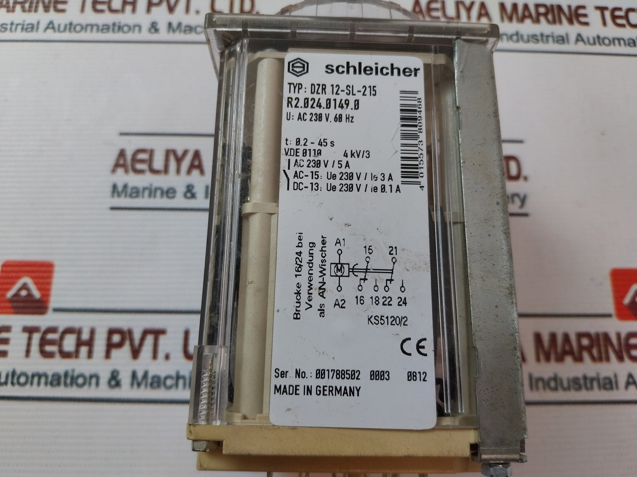 Schleicher Dzr 12-sl-215 Time Delay Relay 0.2-45 S