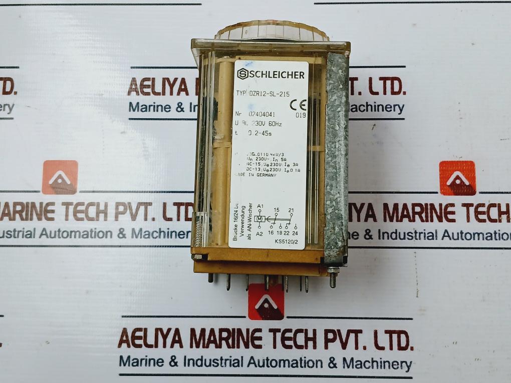 Schleicher Dzr 12-sl-215 Timing Relay, Ks5120/2, Ac 230v, 60hz