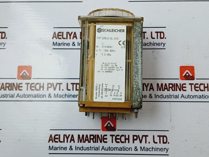 Schleicher Dzr 12-sl-215 Timing Relay, Ks5120/2, Ac 230v, 60hz