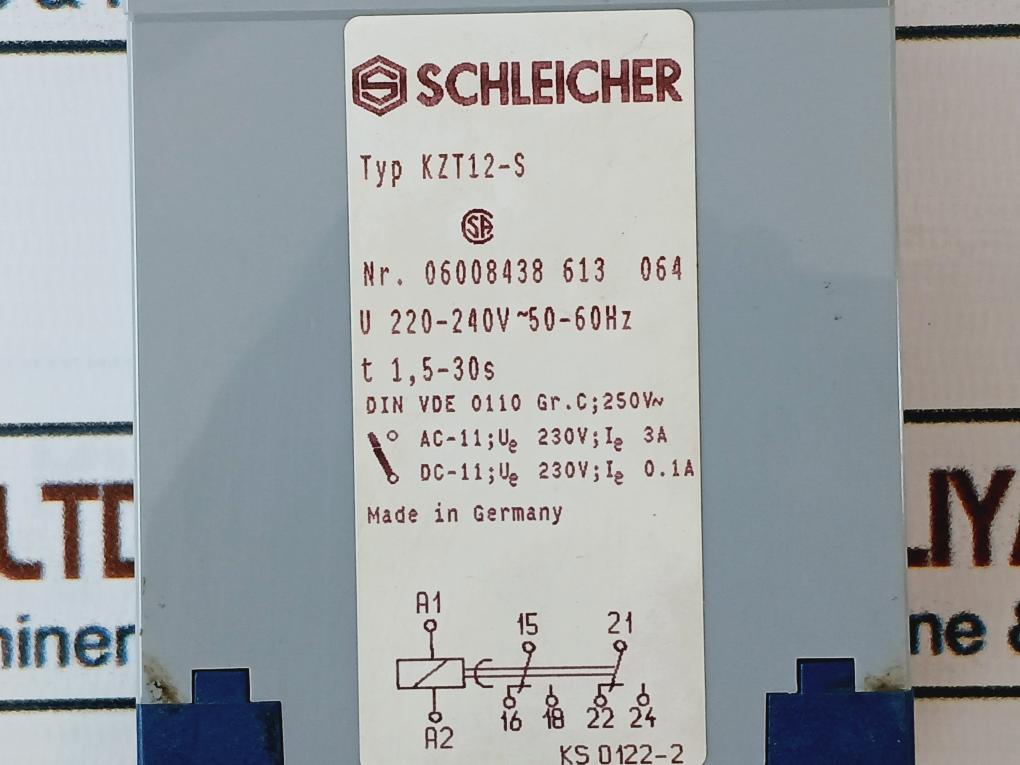 Schleicher Kzt12-s Timer Relay 1,5-30S