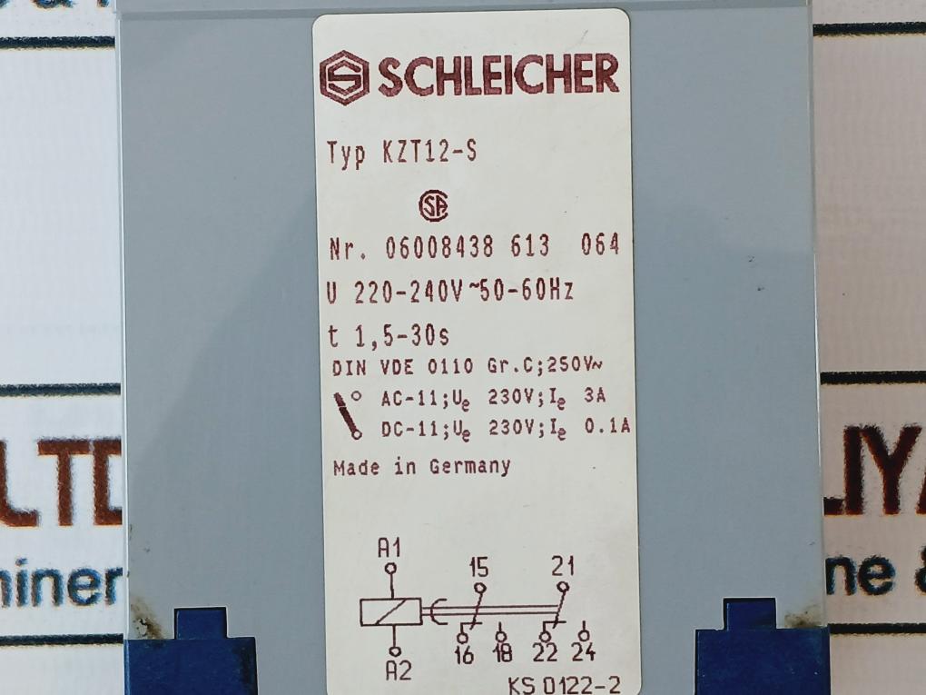 Schleicher Kzt12-s Timer Relay 1,5-30S