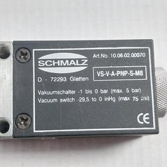 Schmalz Vs-v-a-pnp-s-m8 Vacuum Switch -1 To 0 Bar