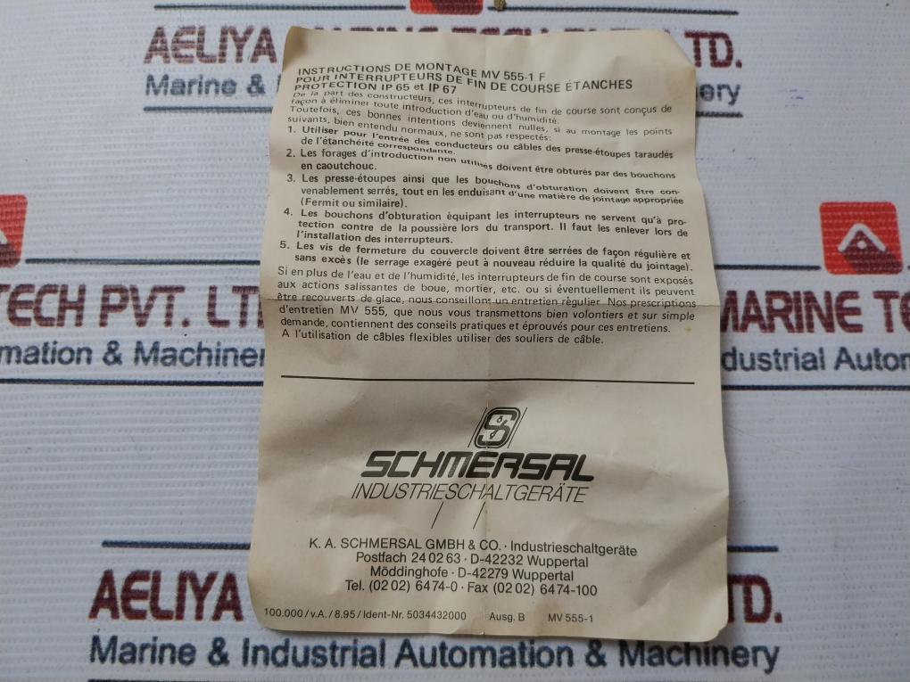 Schmersal Td 422-10Y Limit Switch Without Handle 16A 380V~450V