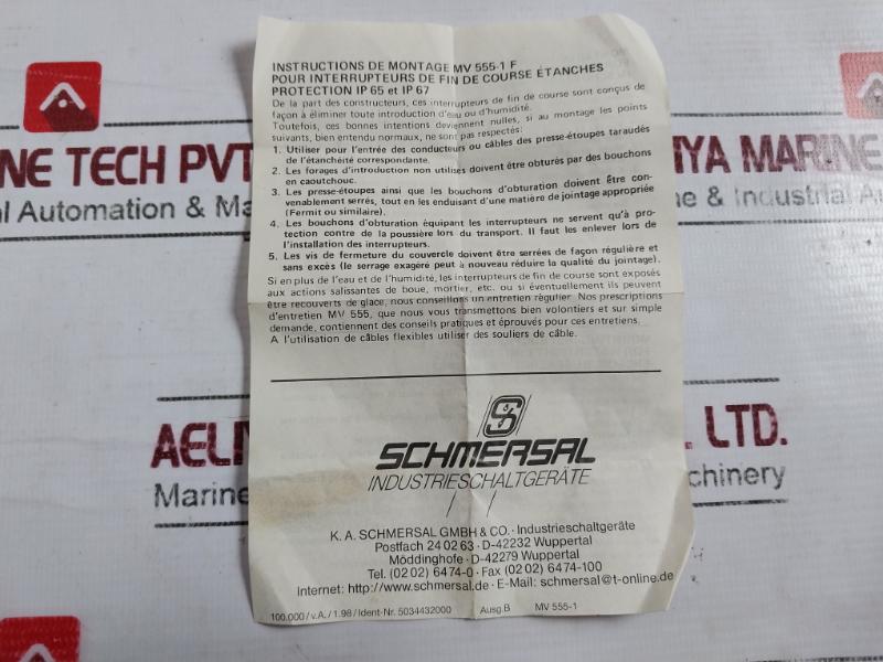 Schmersal Tl 441-11Y Limit Switch 16A Vde 0660 Ip65,380V~450V-ith2,Ac11 Ie 4A Ue