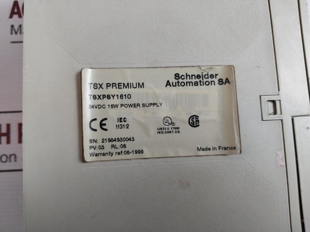 Schneider Automation Tsxpsy1610 Plc 24vdc 16w Power Supply