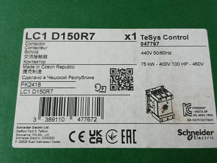 Schneider Electric 3P Ac440V 150A 50/60Hz Lc1 D150 Tesys Contactor Lc1 D150R7