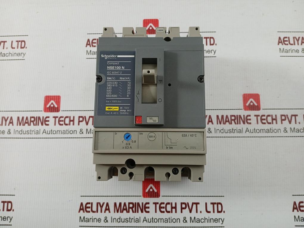 Schneider Electric 750V 50/60Hz Ompact Molded Case Circuit Breaker Nse100N3063