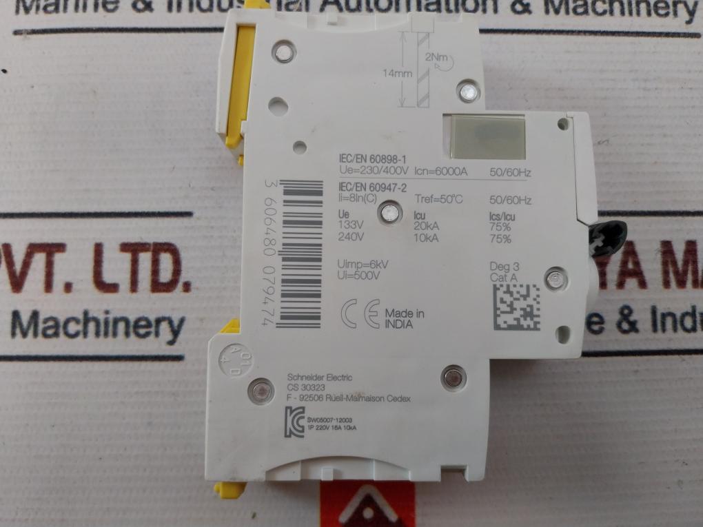 Schneider Electric A9F74116 Miniature Circuit Breaker Ic60N C1, 230/400V 50/60Hz