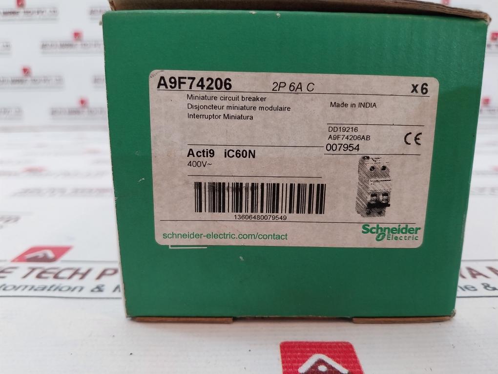 Schneider Electric A9F74206 Miniature Circuit Breaker 400V 6000A 50/60Hz