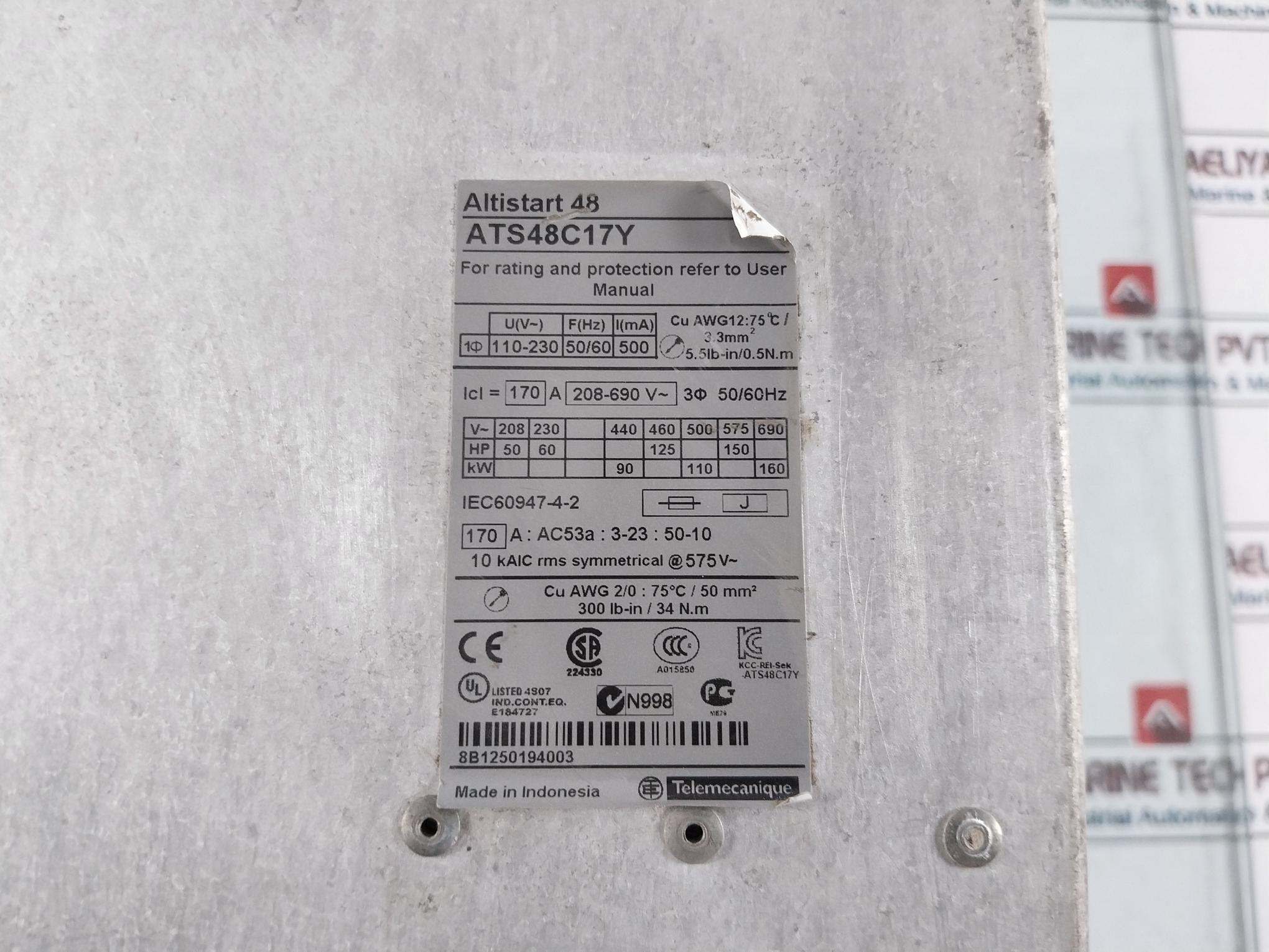 Schneider Electric Ats48C17Y Soft Starter 50/60Hz