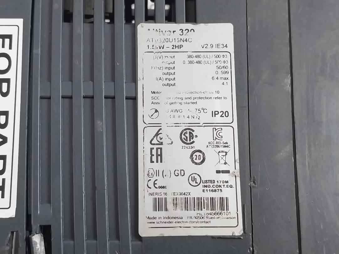 Schneider Electric Atv320U15N4C Altivar 320 Variable Speed Drive (Not Working)