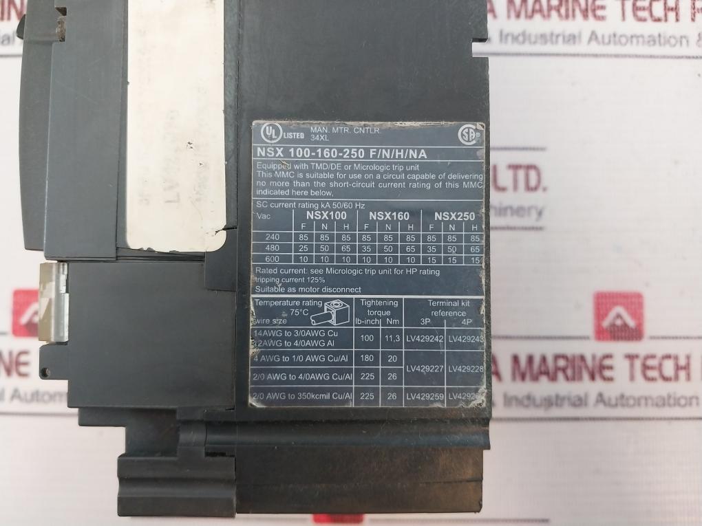 Schneider Electric Compact Nsx 100F Circuit Breaker Cat A 800V 50/60Hz