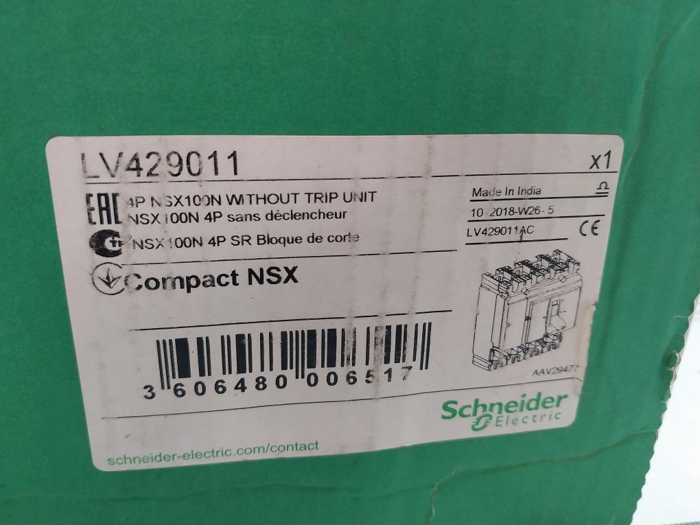 Schneider Electric Compact Nsx 100N Circuit Breaker Cat A 50/60Hz