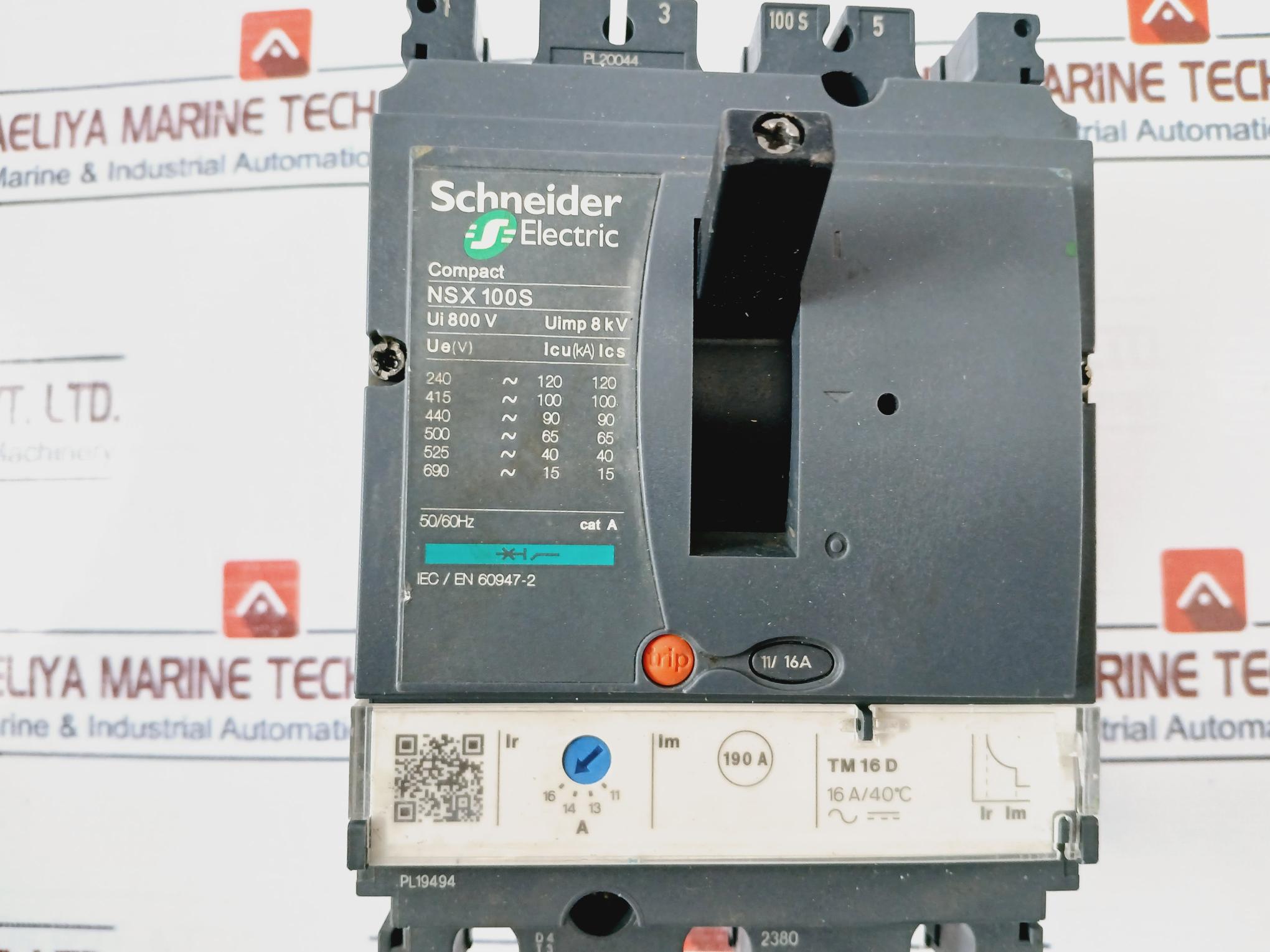 Schneider Electric Compact Nsx100S Circuit Breaker 50/60Hz Cat: A