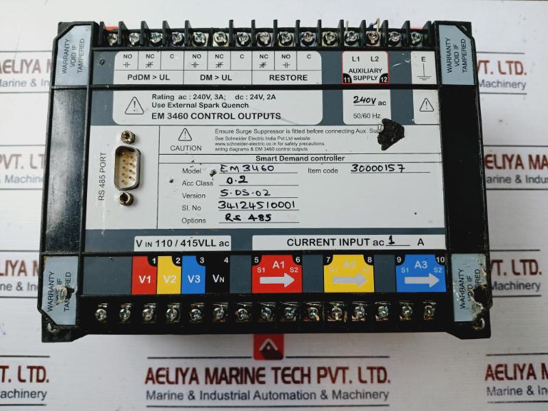 Schneider Electric Em3460 Smart Demand Controller Version: 5.05.02, 240V, 3A
