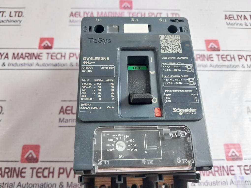 Schneider Electric Gv4Le80N6 Motor Circuit Breaker 80A 50/60Hz