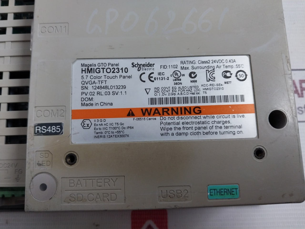 Schneider Electric Hmigto2310 Advanced Touchscreen Panel T100C Dc Ip64 12Atex300