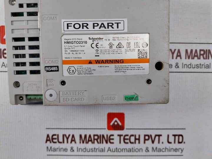 Schneider Electric Hmigto2310 Touch Panel 5.7 Color Ip64 24vdc (Not Working)