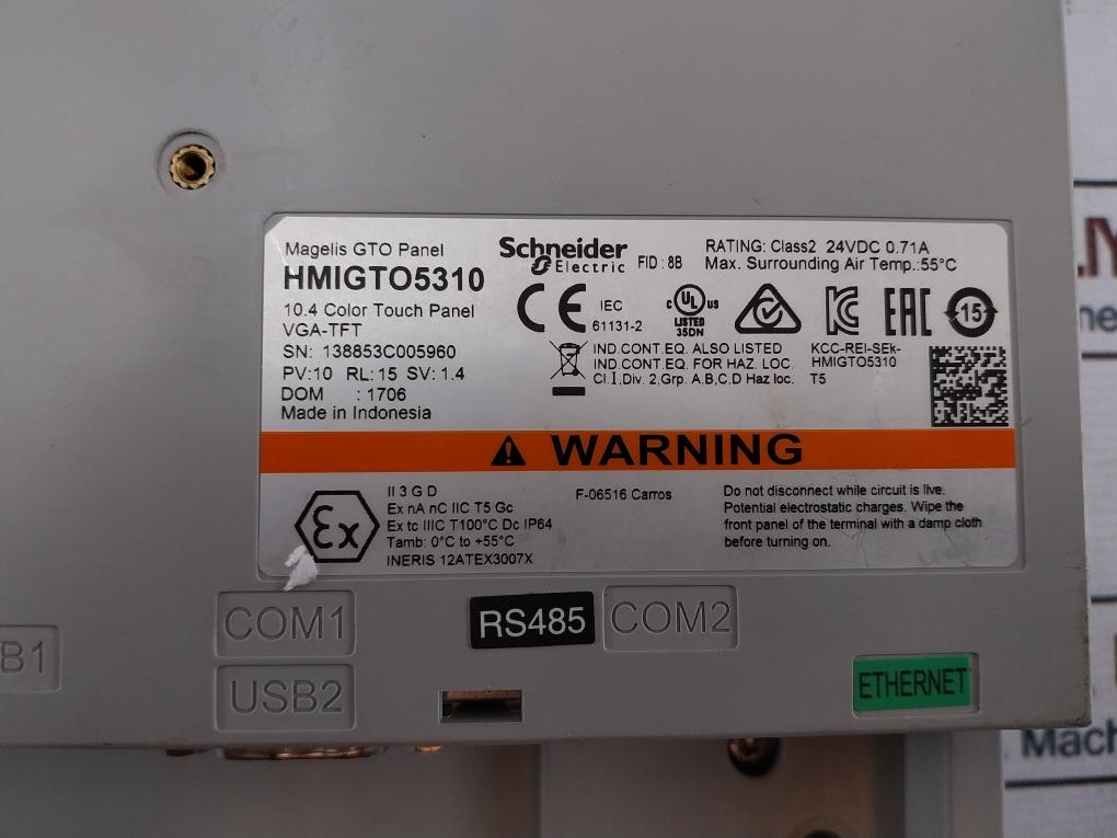 Schneider Electric Hmigto5310 10.4 Color Touch Panel 24Vdc 0.71A