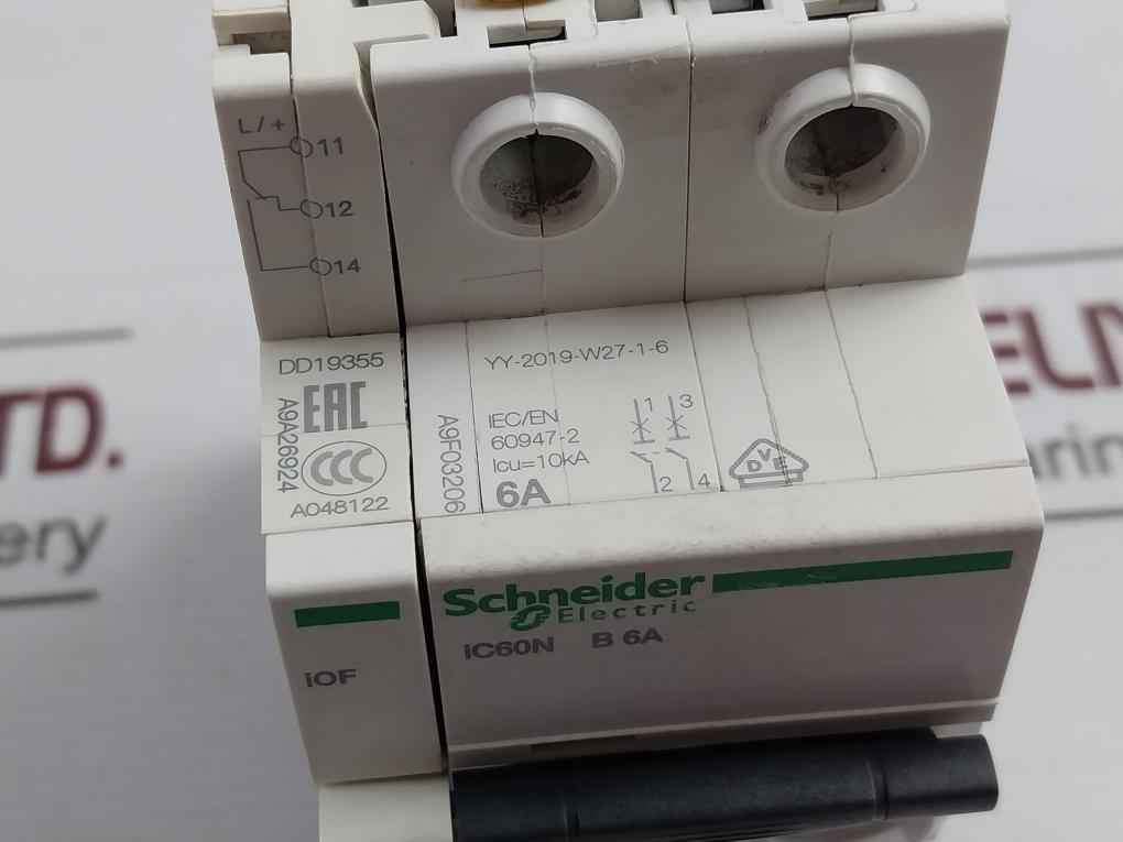 Schneider Electric Ic60N Miniature Circuit Breaker 400V 6A 50-60Hz A9A26924