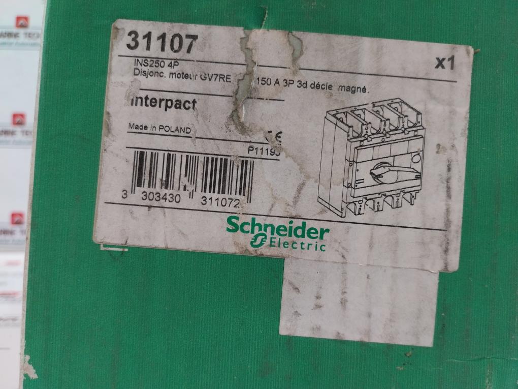 Schneider Electric Ins 250, 4P Switch Disconnector With Black Rotary Handle