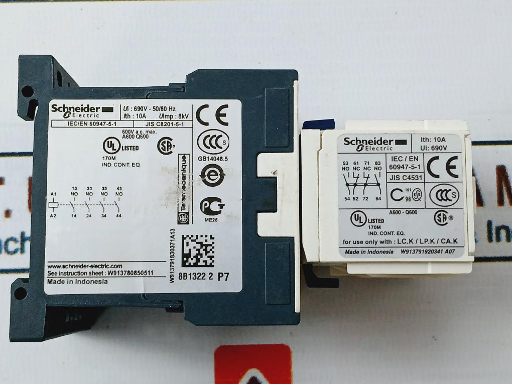 Schneider Electric La1 Kn 22 Auxiliary Contact Block 690V-50/60Hz
