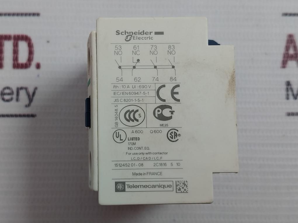 Schneider Electric Ladn31 Auxiliary Contact Block 690V 10A A600 Q600