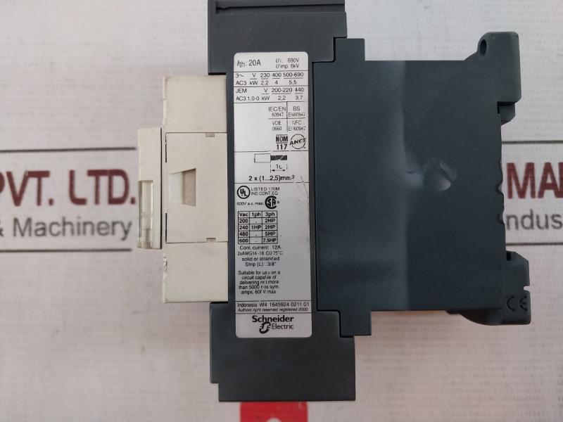 Schneider Electric Lc1D093Bd Contactor 24V Dc 690V 6Kv 12A Cont Current 75C