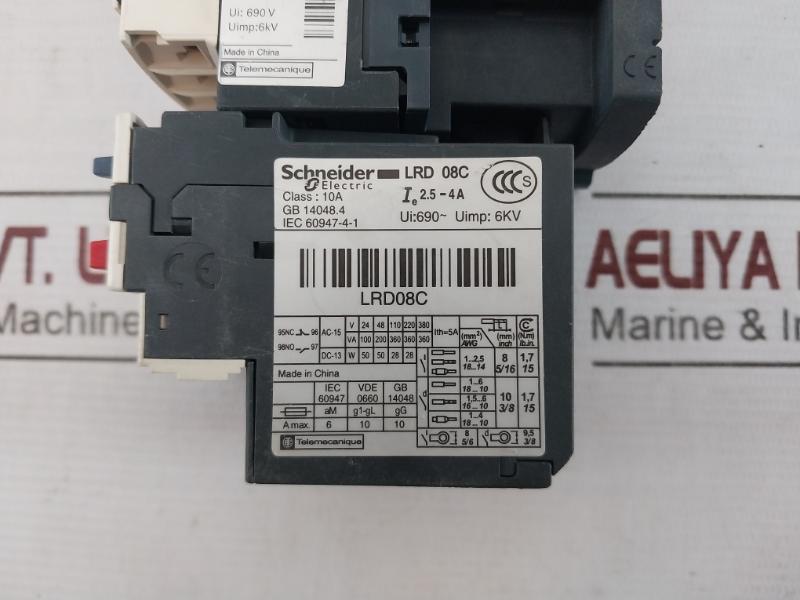 Schneider Electric Lc1D09 Contactor Ac3 9A 25A 6Kv 690V 00910 M700 10A
